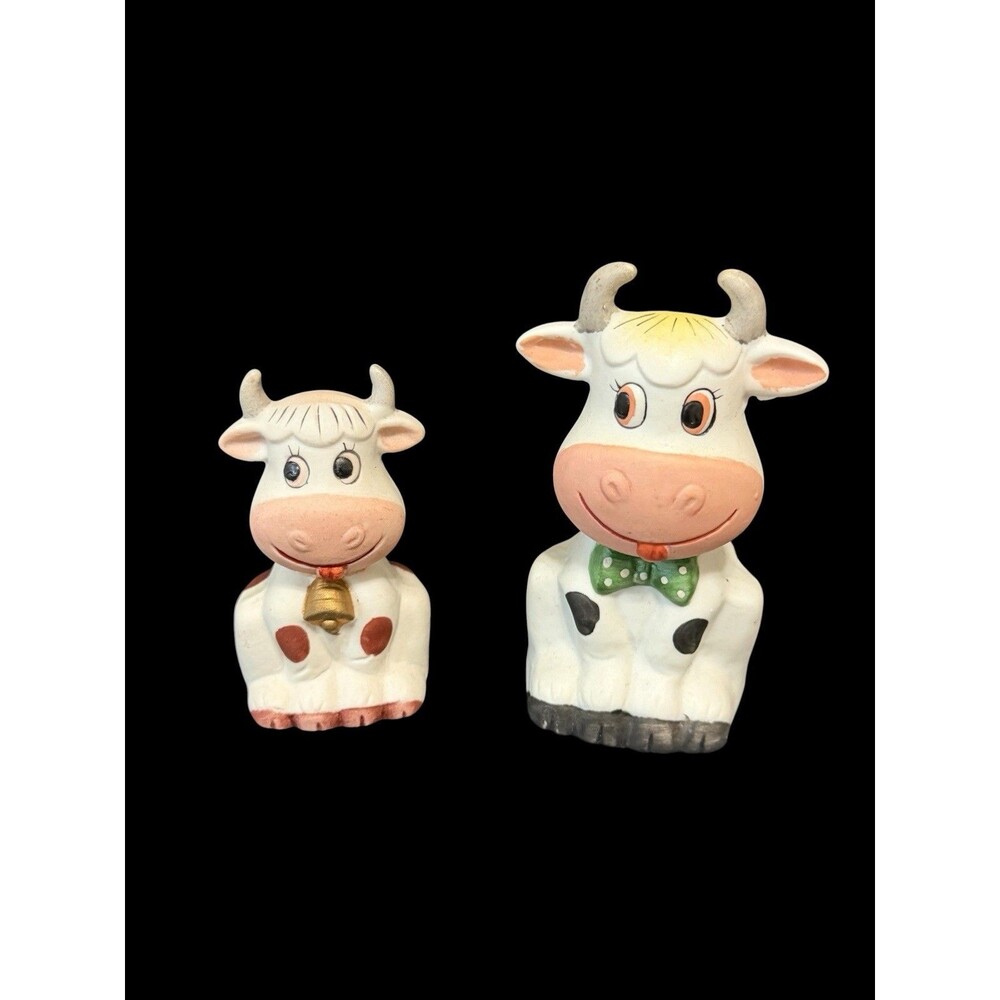 Vtg Lego Taiwan Porcelain Cow Shaped Dinner Bell & Figurine  Anthropomorphic
